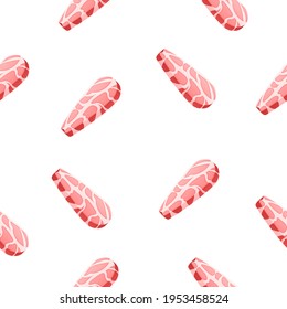 Seamless Pattern Abstract Elements Meat Butcher Vector Design Style Background Illustration