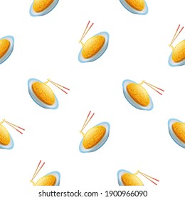 Seamless Pattern Abstract Elements Noodles Fast Food Vector Design Style Background Illustration