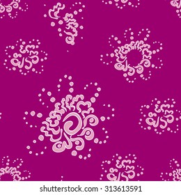 seamless pattern of abstract elements on dark pink background