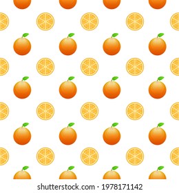 Seamless Pattern Abstract Elements Orange Citrus Food Vector Design Style Background