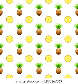 Seamless Pattern Abstract Elements Pineapple Food Vector Design Style Background