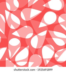 Seamless pattern of abstract elements in red shades for textiles.