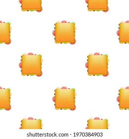 Seamless Pattern Abstract Elements Sandwich Fast Food Vector Design Style Background Illustration