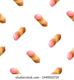 Seamless Pattern Abstract Elements Sausage Butcher Vector Design Style Background Illustration
