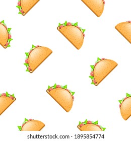 Seamless Pattern Abstract Elements Tacos Fast Food Vector Design Style Background Illustration