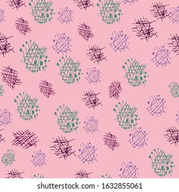 Seamless pattern with abstract elements. Vector hand drawn illustration. Endless texture for your design projects.