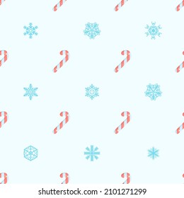 Seamless Pattern Abstract Elements Winter Happy New Year Lollipop With Snowflakes Vector Design Style Background Illustration Texture For Prints Textiles, Clothing, Gift Wrap, Wallpaper, Pastel