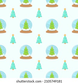 Seamless Pattern Abstract Elements Winter Happy New Year Christmas Balls With Trees Vector Design Style Background Illustration Texture For Prints Textiles, Clothing, Gift Wrap, Wallpaper, Pastel