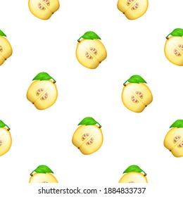 Seamless Pattern Abstract Elements Yellow Quince Food Vector Design Style Background Illustration