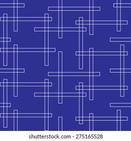 Seamless pattern abstract endless net looking like crossword intersections with blue background. Vector illustration  eps 10