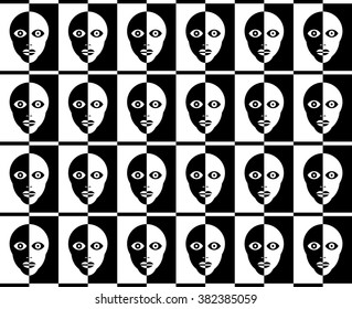 Seamless pattern with abstract entities. Vector illustration.