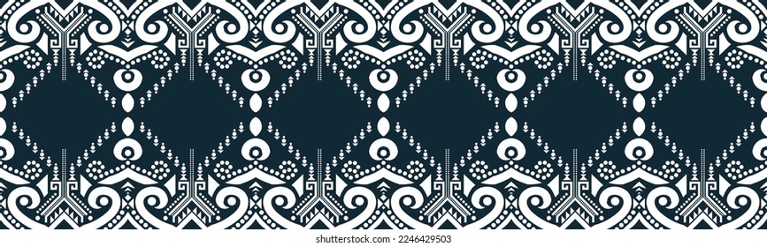 seamless pattern abstract ethnic geometric embroidery design repeating background texture in black and white.wallpaper and clothing. EP.4.background color can be changedDesign 