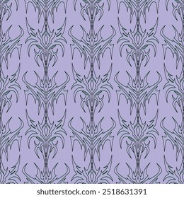 Nahtloses Muster abstrakter ethnischer Maori- oder polynesischer Neo-Stammesformen, trendige Y2K-Formen. Gothic futuristische Tattoo Hintergrund für Mode, Poster, Druck, Banner