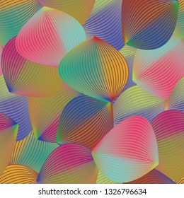 Seamless pattern with abstract fantastic shapes. Rainbow effect.