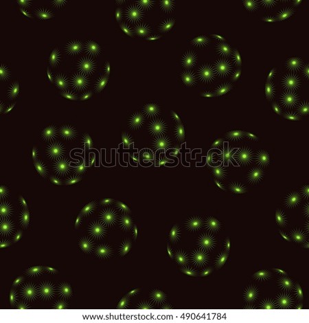 Seamless pattern. Abstract fantasy pattern. Balls with glow effect. Vector illustration