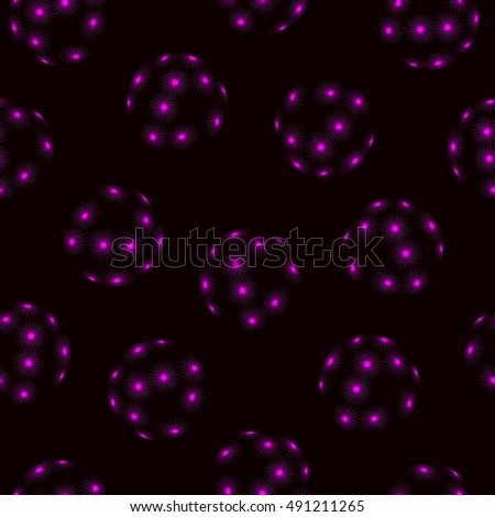 Seamless pattern. Abstract fantasy pattern. Balls with glow effect. Vector illustration