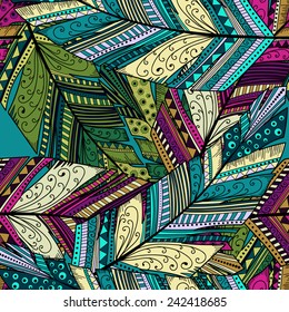 Seamless pattern with abstract feather