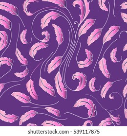 Seamless pattern with abstract feather