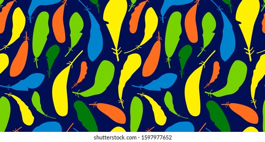 seamless pattern with abstract feathers. Vector illustration for carnival concept and other users. Exotic Feathers. for textile