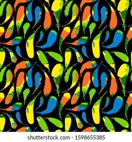 seamless pattern with abstract feathers. Vector illustration for carnival concept in Brazil. Exotic Feathers. for textile