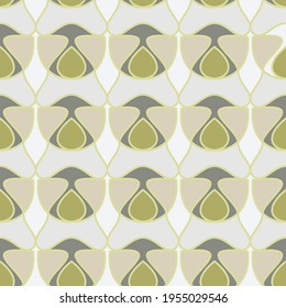 Seamless pattern. Abstract figures in olive shades. Lattice. Editable. 