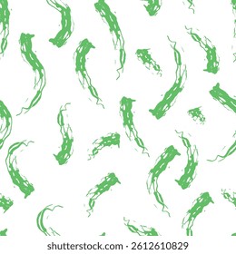 Seamless pattern with abstract figures similar to green algae on a white background. Vector illustration for prints on fabrics, packaging covers and for design in an abstract style.