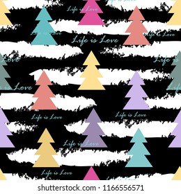 Seamless pattern with abstract fir trees. Vector