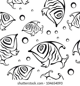 Seamless pattern with abstract fish