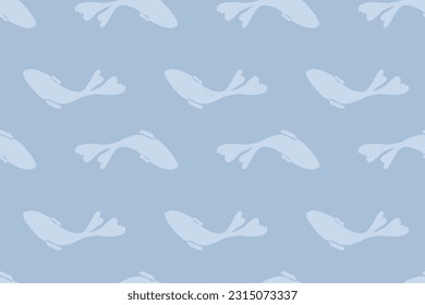 seamless pattern abstract fish on a blue background. pastel colors