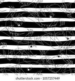 Seamless pattern with abstract fish. vector pattern