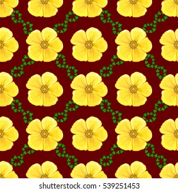 Seamless pattern abstract floral background. Vector sketch of many abstract colored flowers. Hand drawn seamless flower illustration.