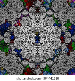 Seamless pattern abstract floral background. Vector sketch of many abstract flowers colorful. Hand drawn seamless flower illustration.