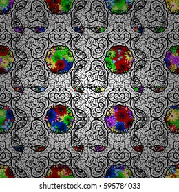 Seamless pattern abstract floral background. Vector sketch of many abstract flowers colorful. Hand drawn seamless flower illustration.