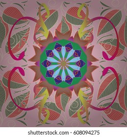 Seamless pattern abstract floral background. Vector sketch of many abstract flowers in colors. Hand drawn seamless flower illustration.