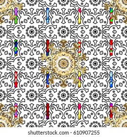 Seamless pattern abstract floral background. Vector sketch of many abstract flowers colorful. Hand drawn seamless flower illustration.