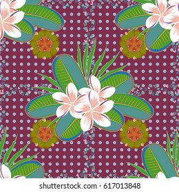 Seamless pattern abstract floral background. Vector sketch of many abstract colored flowers. Hand drawn seamless flower illustration.