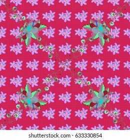 Seamless pattern abstract floral background. Vector sketch of many abstract colored flowers. Hand drawn seamless flower illustration.