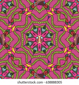 Seamless pattern abstract floral background. Vector sketch of many abstract flowers in colors. Hand drawn seamless flower illustration.