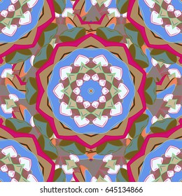 Seamless pattern abstract floral background. Vector sketch of many abstract flowers in red colors. Hand drawn seamless flower illustration.