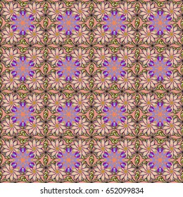 Seamless pattern abstract floral background. Vector sketch of many abstract flowers in colors. Hand drawn seamless flower illustration.