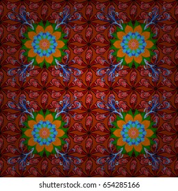 Seamless pattern abstract floral background. Vector sketch of many abstract flowers in colors. 