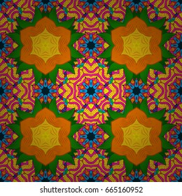 Seamless pattern abstract floral background. Vector sketch of many abstract flowers in colors. Hand drawn seamless flower illustration.