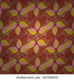 Seamless pattern abstract floral background. Vector sketch of many abstract flowers in colors. Hand drawn seamless flower illustration.