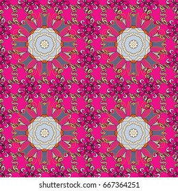 Seamless pattern abstract floral background. Vector sketch of many abstract flowers in colors. Hand drawn seamless flower illustration.