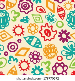 seamless pattern, abstract floral pattern, color doodle