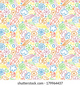 seamless pattern, abstract floral pattern, color doodle