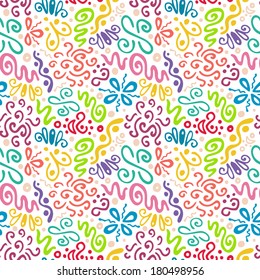 seamless pattern, abstract floral pattern, color doodle