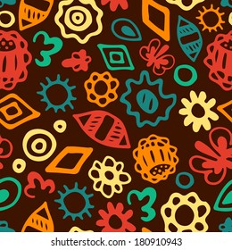 seamless pattern, abstract floral pattern, color doodle