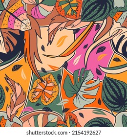 nahtlose Muster abstrakte florale farbige Illustration, zeitgenössische Blumen.