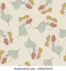 Seamless pattern with abstract floral design in a minimalist style. Linear vector illustration. Flat design.